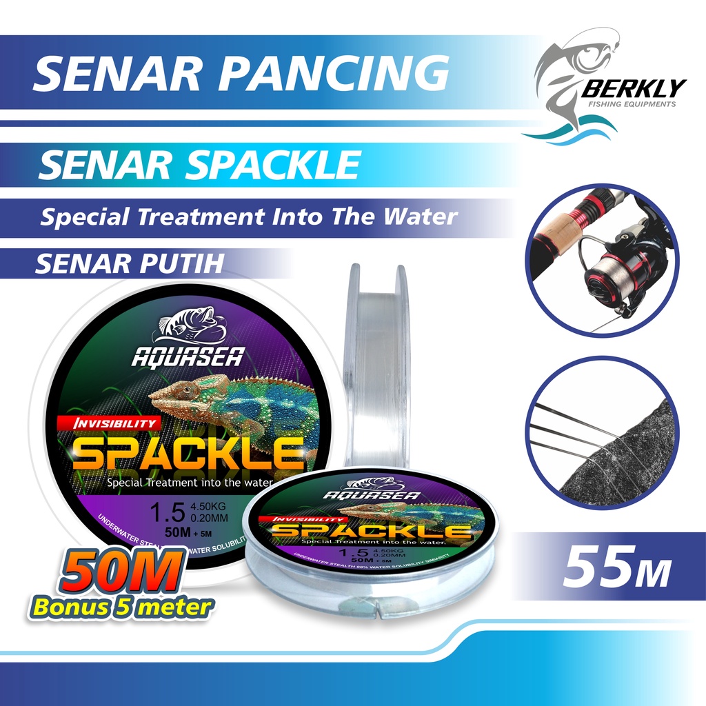 BERKLY- Senar Pancing Warna Putih Nilon Senar  Speckle