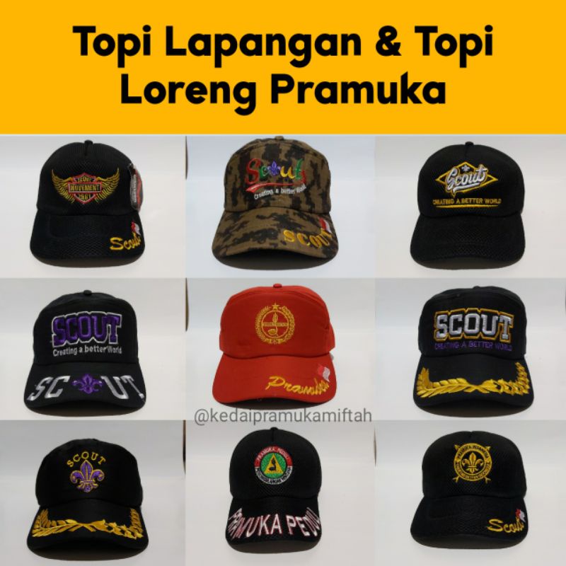 Topi Loreng Pramuka -  Topi Pramuka - Topi Scout -  Topi Jaring Lapangan
