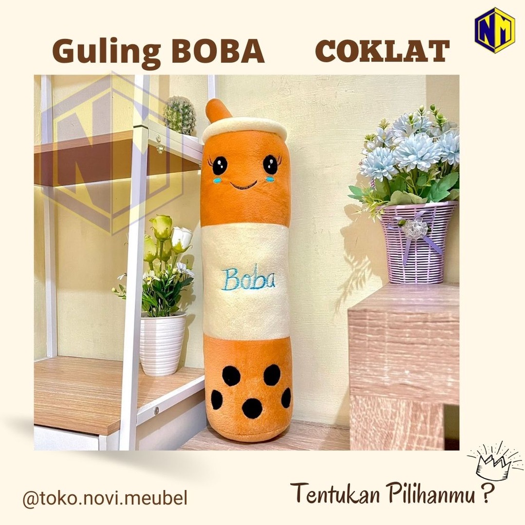 Guling Boneka Boba Milk Tea Kain Halus Tinggi 60cm Guling Boba Viral