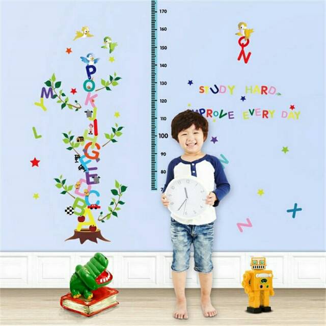 RELIZA WALLSTICKER ALPABETH STUDY HURUF TINGGI BADAN ANAK GROW UP SK9087 STIKER DINDING