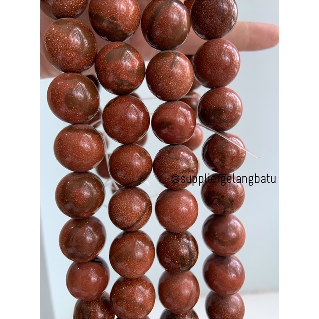 brown gold sand stone 18mm batu pasir emas coklat aksesoris manik akik