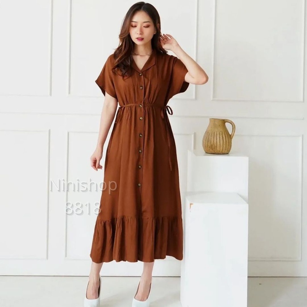 Long Dress Wanita Polos Rayon Style/ Terusan Panjang/ Maxi Dress