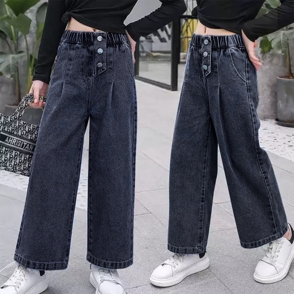 Celana Jeans Anak Kids Denim Palazzo Girls Kulot Remaja Perempuan 6 - 14 tahun Highwaist
