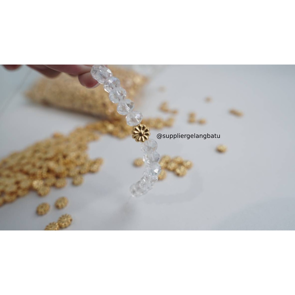 Aksesoris spacer BUNGA MATAHARI 8mm GOLD batas aksesoris gelang kalung