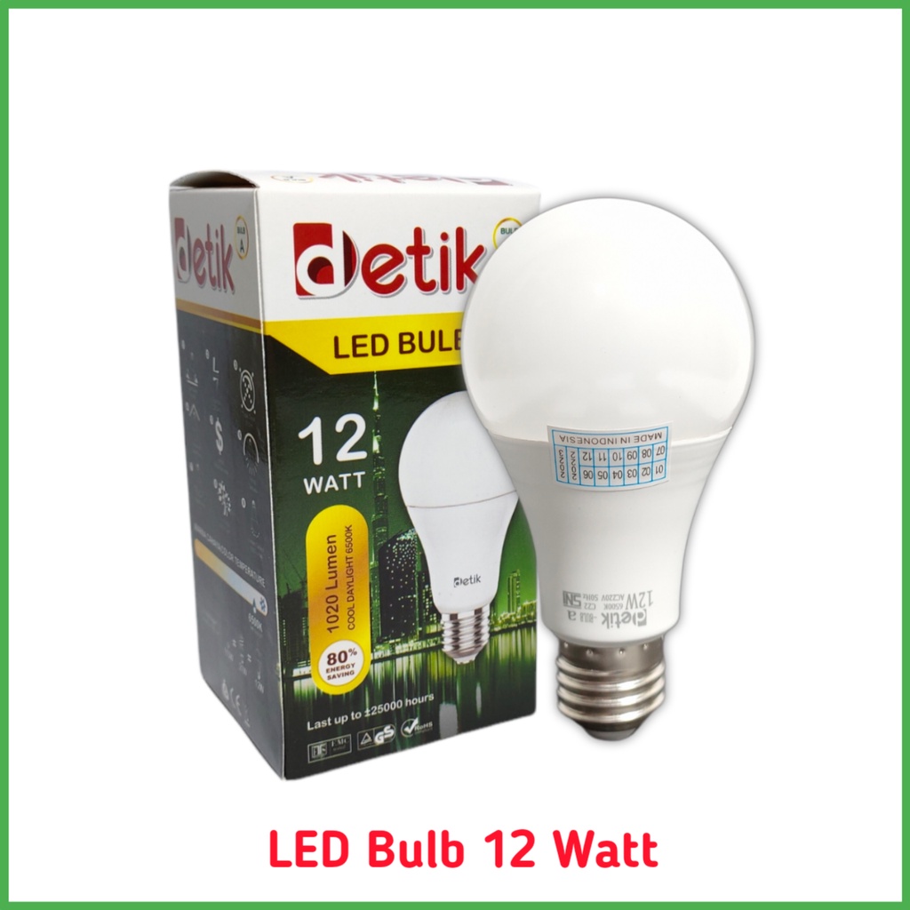 DETIK Lampu LED Bulb 12 Watt - Cahaya Putih (Garansi 1 Tahun)