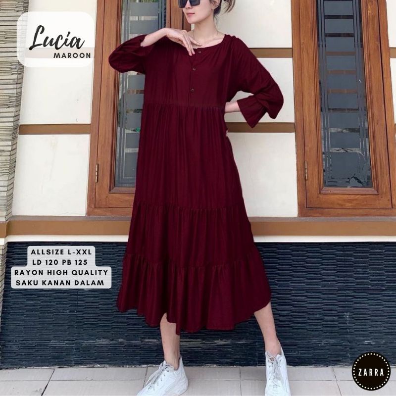 (BISA COD) LUCIA GAMIS WANITA TERBARU ORIGINAL PRODUK BY ZARRA