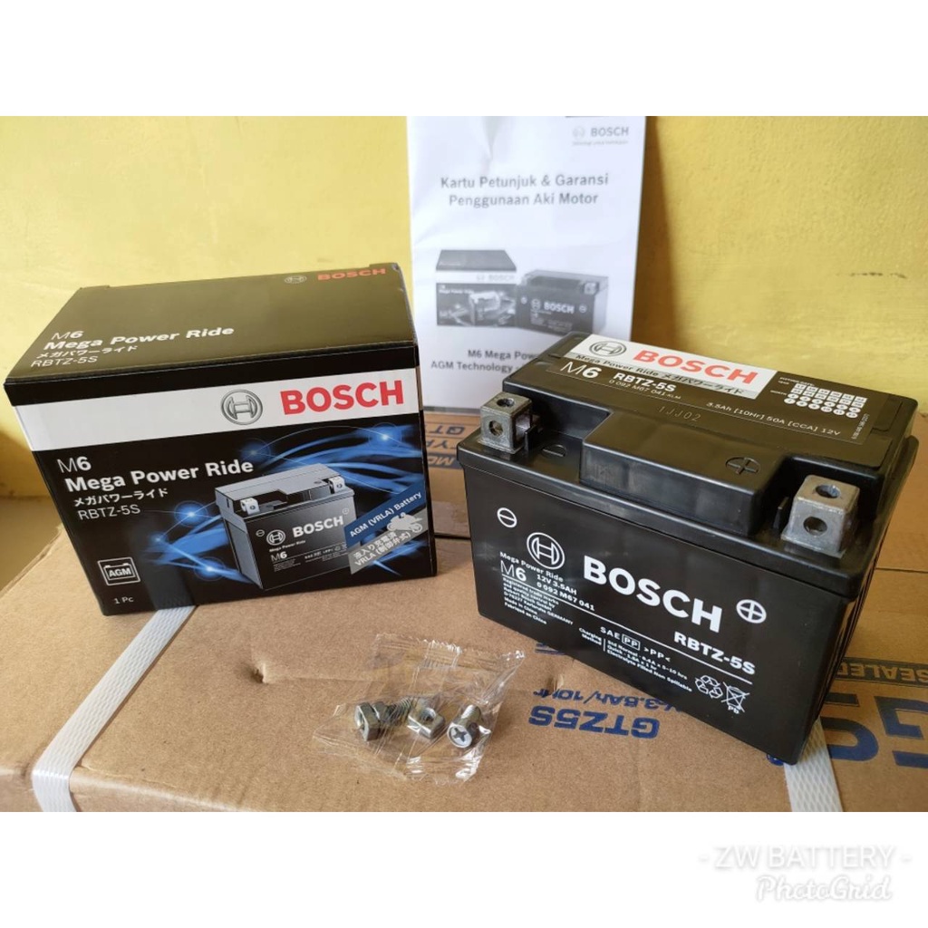 Aki Motor Nex, Address, Hayate, Spin, Skywafe, Shogun 125 RBTZ-5S BOSCH AGM MF