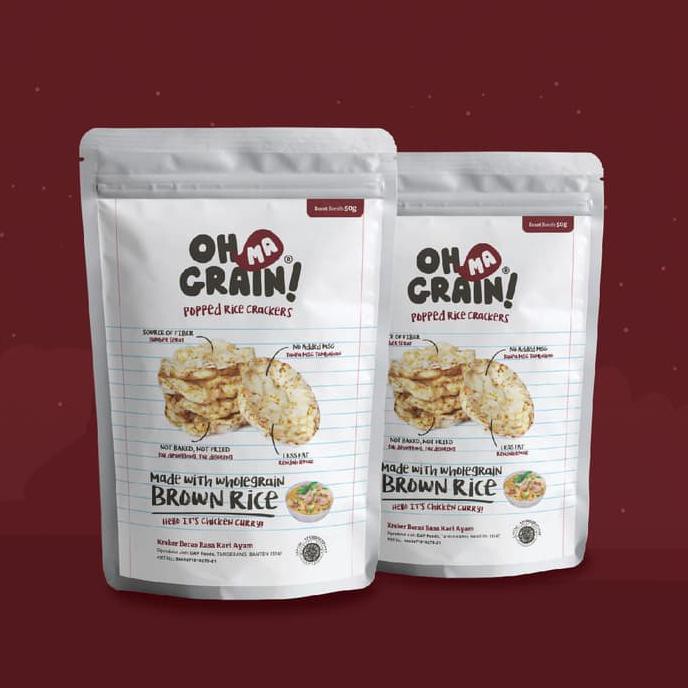 

Oh Ma Grain - Organic Brown Rice Crackers Snack Curry Chicken 50 gr GRATIS ONGKIR