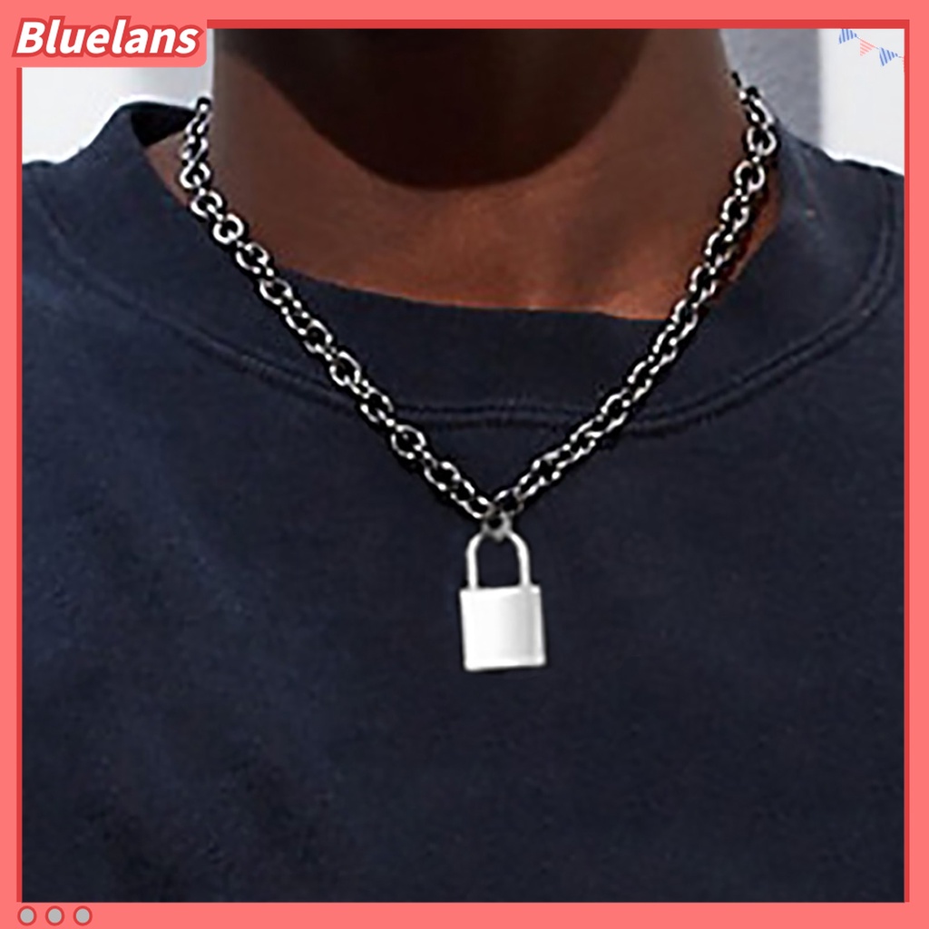 Kalung Rantai Dengan Liontin Gembok Model Simple Untuk Unisex