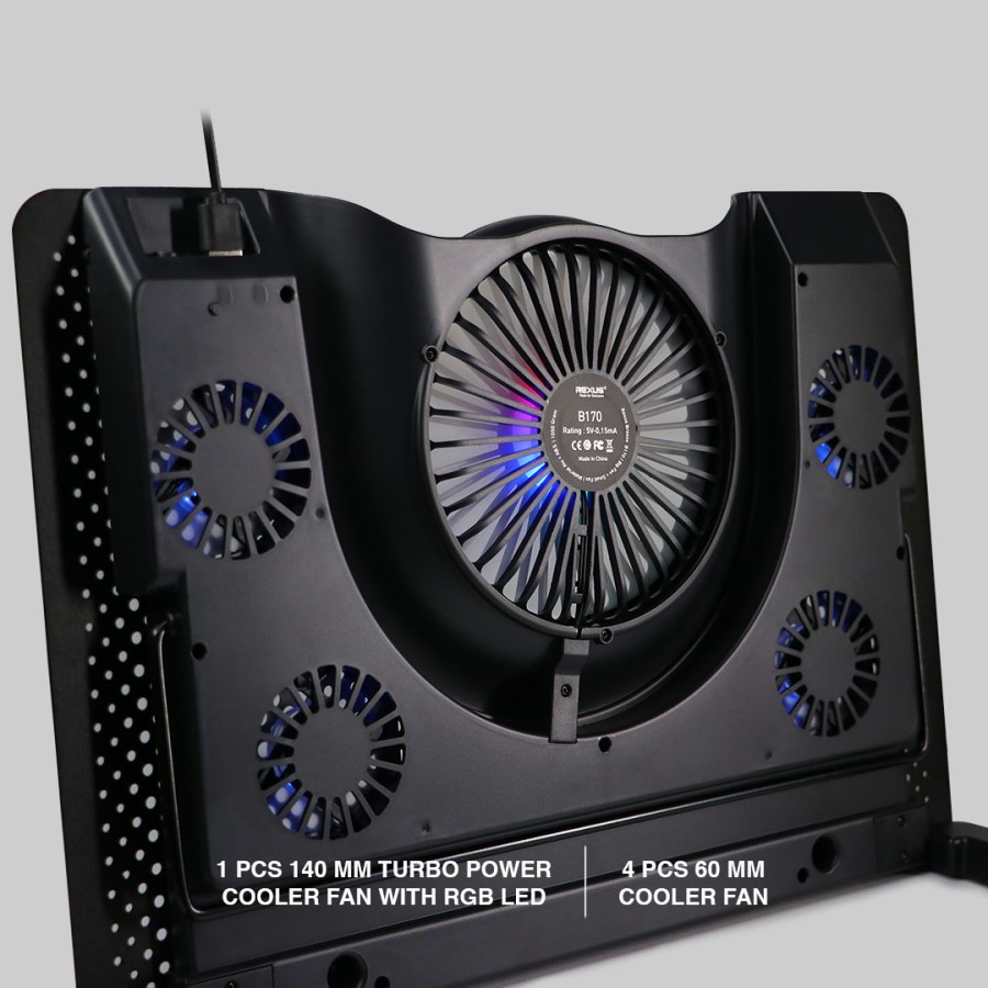 Rexus Cooling Pad / Coolingpad Breeze B170 5 Fan With RGB