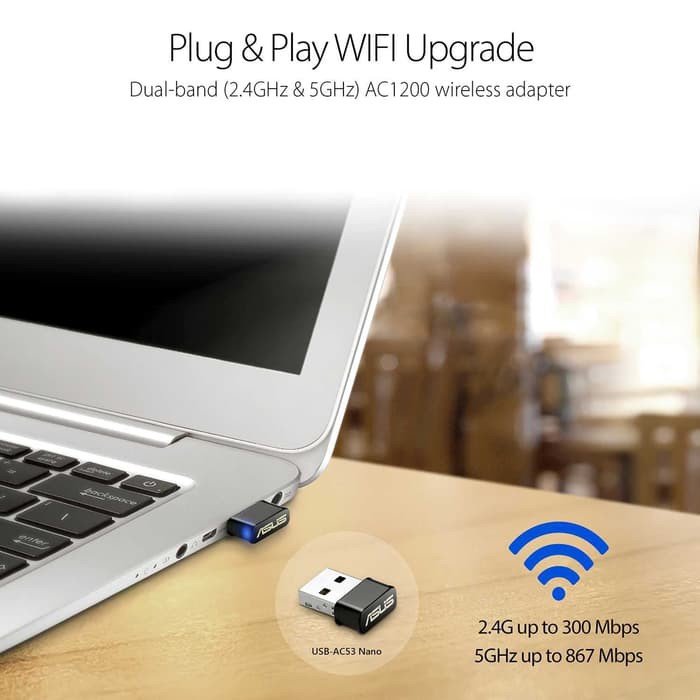 ASUS AC1200 Dual Band USB Wi-Fi Adapter - USB-AC53