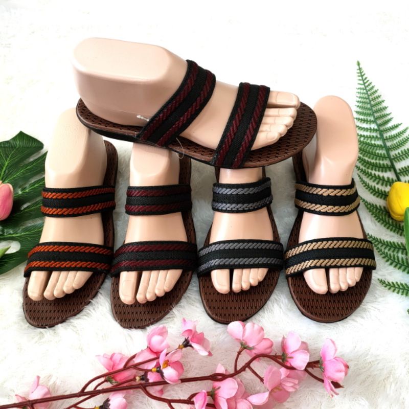 Sandal wanita murah turki rajut ban 2 garis Felonie  MRK 02