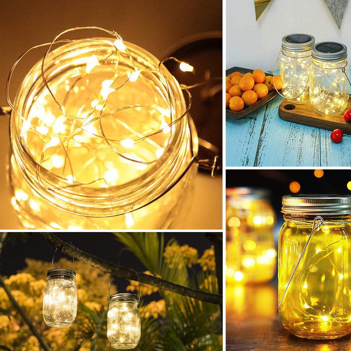 1M / 2M Garland Solar For Mason Jar Lid Insert Color Changing Copper Wire Lights /Wine Bottle Lights Solar Cork Shaped Fairy Light / Outdoor Wedding Decor Led String Lights / Decorative Night Light For Christmas, New Year, Party, Wedding, Birthday