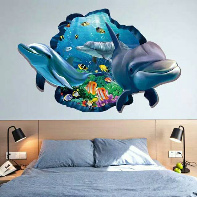 Wall Sticker 3D Dolphin Stiker 3D