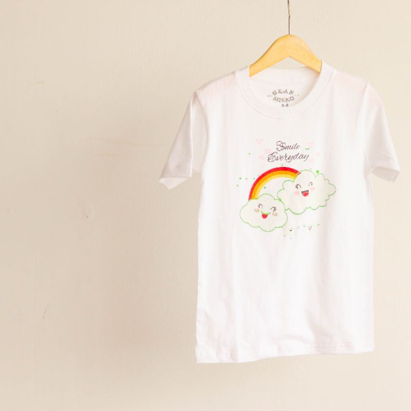 kaos anak baju anak awan pelangi rainbow couple mom n kids ibu dan anak