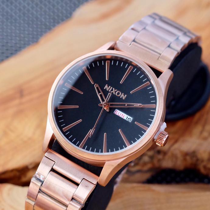 NEW PRODUCT JAM TANGAN PRIA KEREN NIXON DAYDATE SK711W RANTAI ROSEGOLD BLACK TERBARU