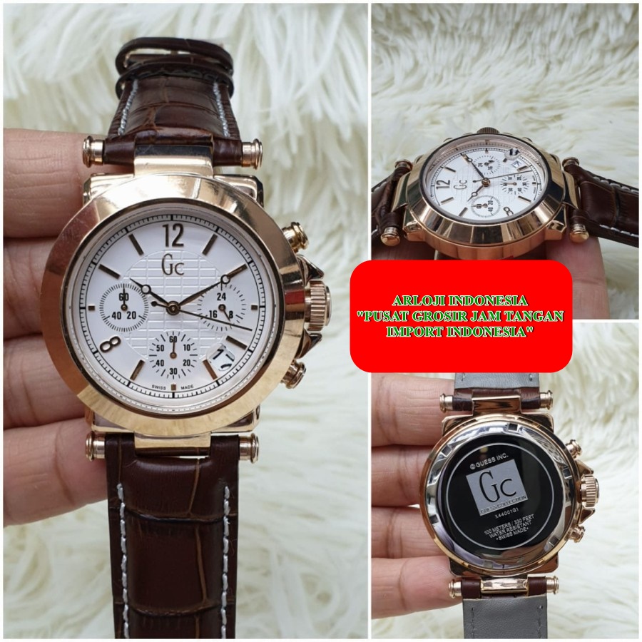 Jam Pria Guess Gc31000g Rosegold Bestseller Chronograph Garansi 1th