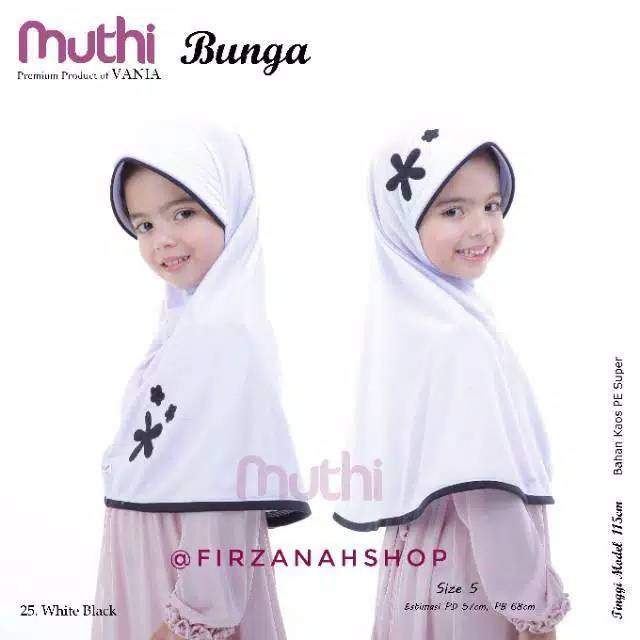 Jilbab Vania Muthi Bunga Size S (usia 4-7 th) dan M (8 - 13 th)- Jilbab Vania Premium-Jilbab Sekolah