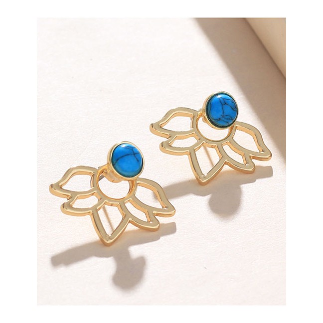 LRC Anting Tusuk Fashion Openwork Lotus Stud Earrings F58438