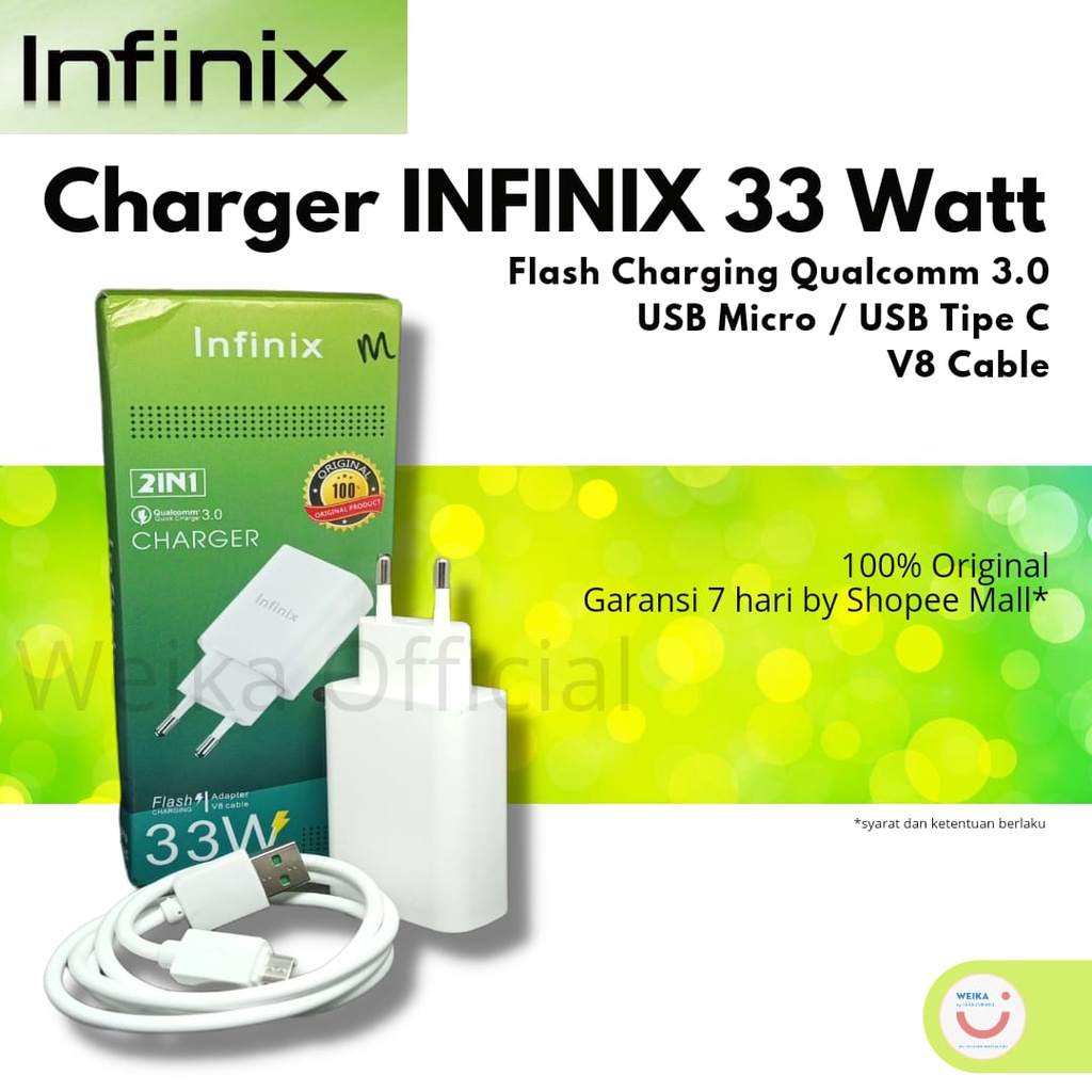 Charger INFINIX 33 Watt Flash Charging Infinix Seri 11 12 Seri Note 10 11 12 Zero 8 Zero XPro