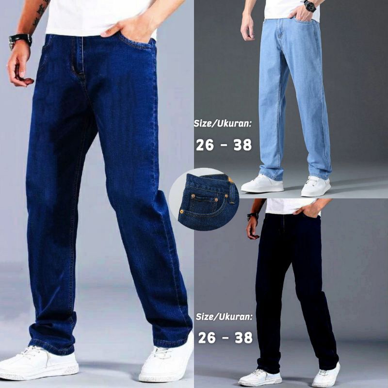 Celana Jeans pria cowo cowok Panjang standar reguler fit (Promo Ramadhan Sale)