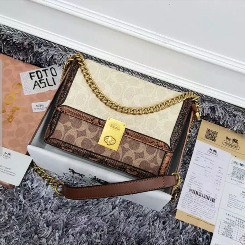 Tas C0@ch Hutton Shoulder 8801 kombi snake skin Premium Quality