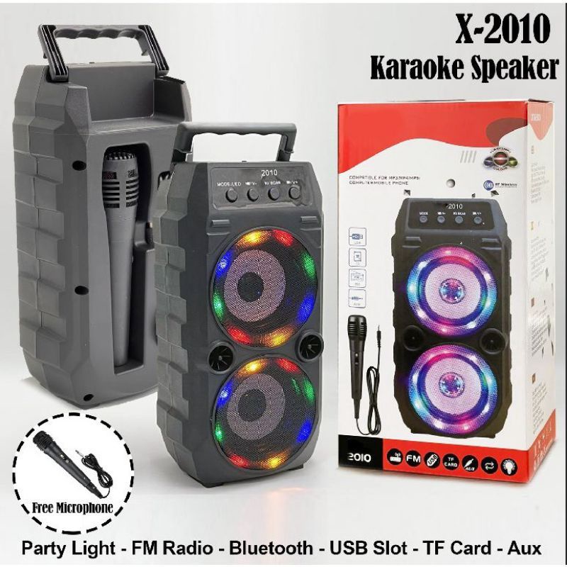 Speaker Karaoke XTM 2010 SQRS 2008 Bluetooth Wireless Portabel Free Mic Karaoke Music