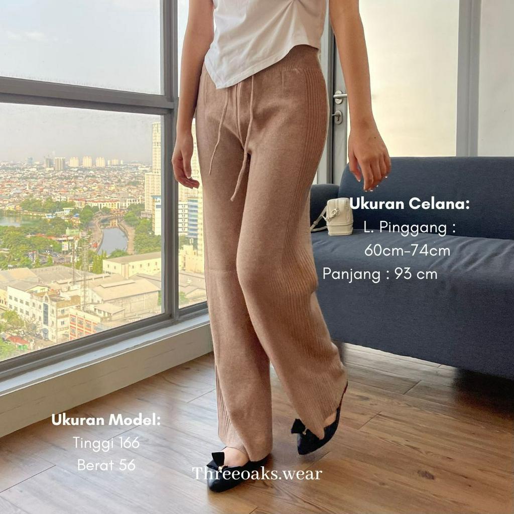 LILY PANTS - CELANA PANJANG KULOT ABG RAJUT TEBEL HALUS NYAMAN IMPOR KOREAN STYLE