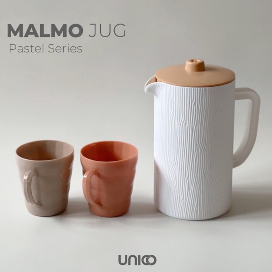 Teko Air Minum Plastik 1.7 Ltr dengan 2 Gelas Pink, Beige, Green - Malmo Jug Set Pastel Series Unico