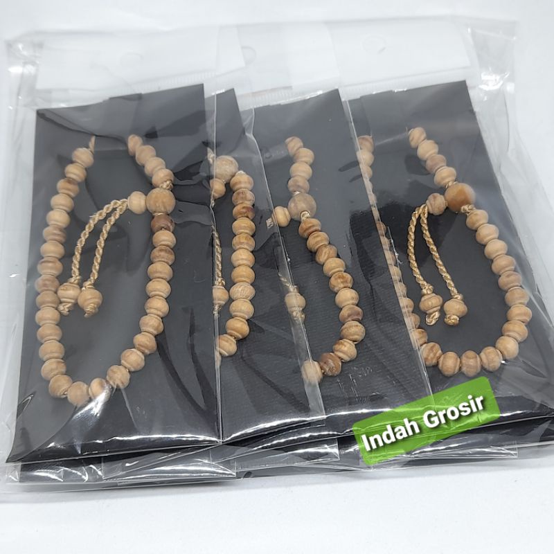 GELANG TASBIH 33BUTIR 6MM KAYU CENDANA WANGI PROFIL 100% NATURAL