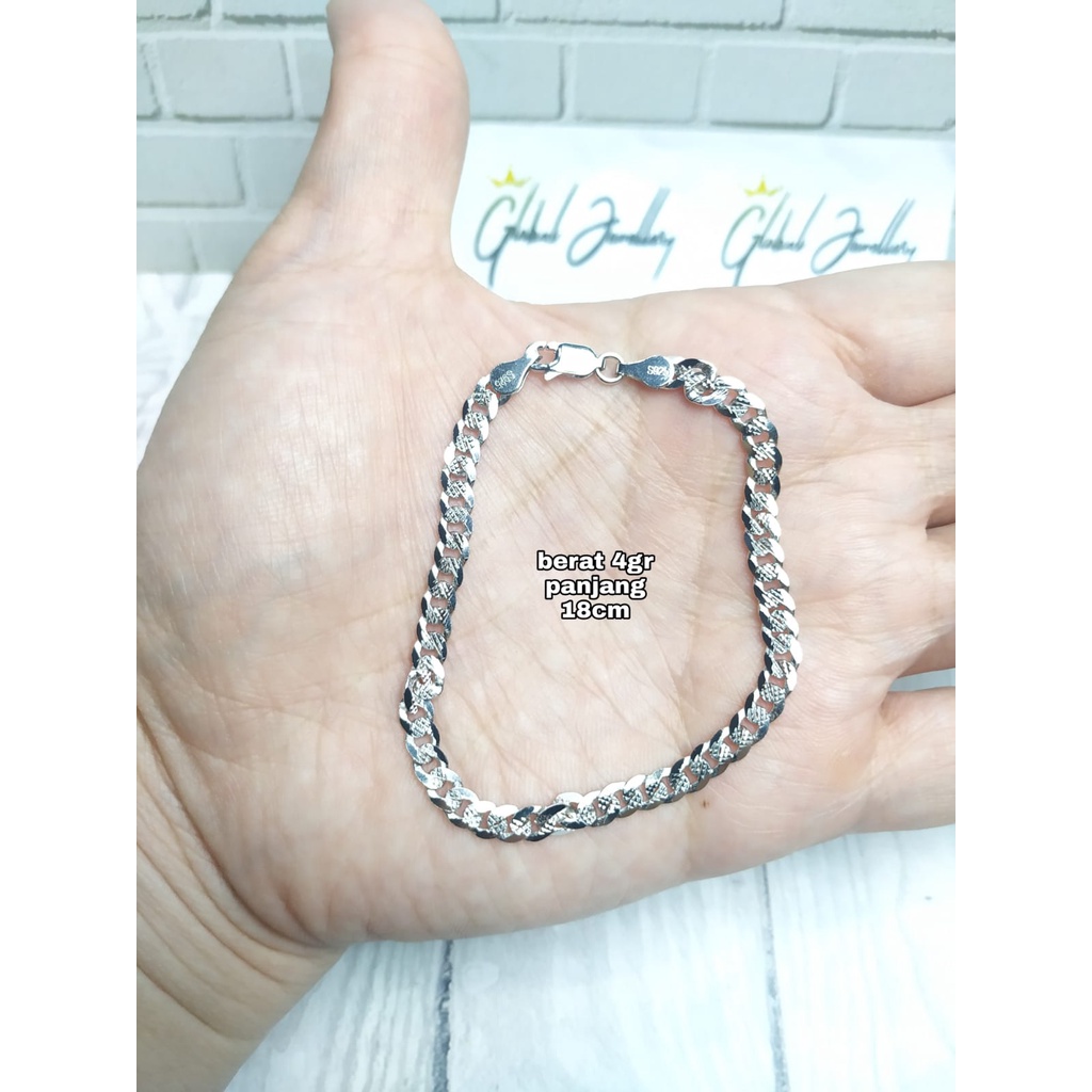 GELANG TANGAN SISIK NAGA PANJANG 18 CM PERAK ASLI S925 GLOBAL JEWELLERY CM071