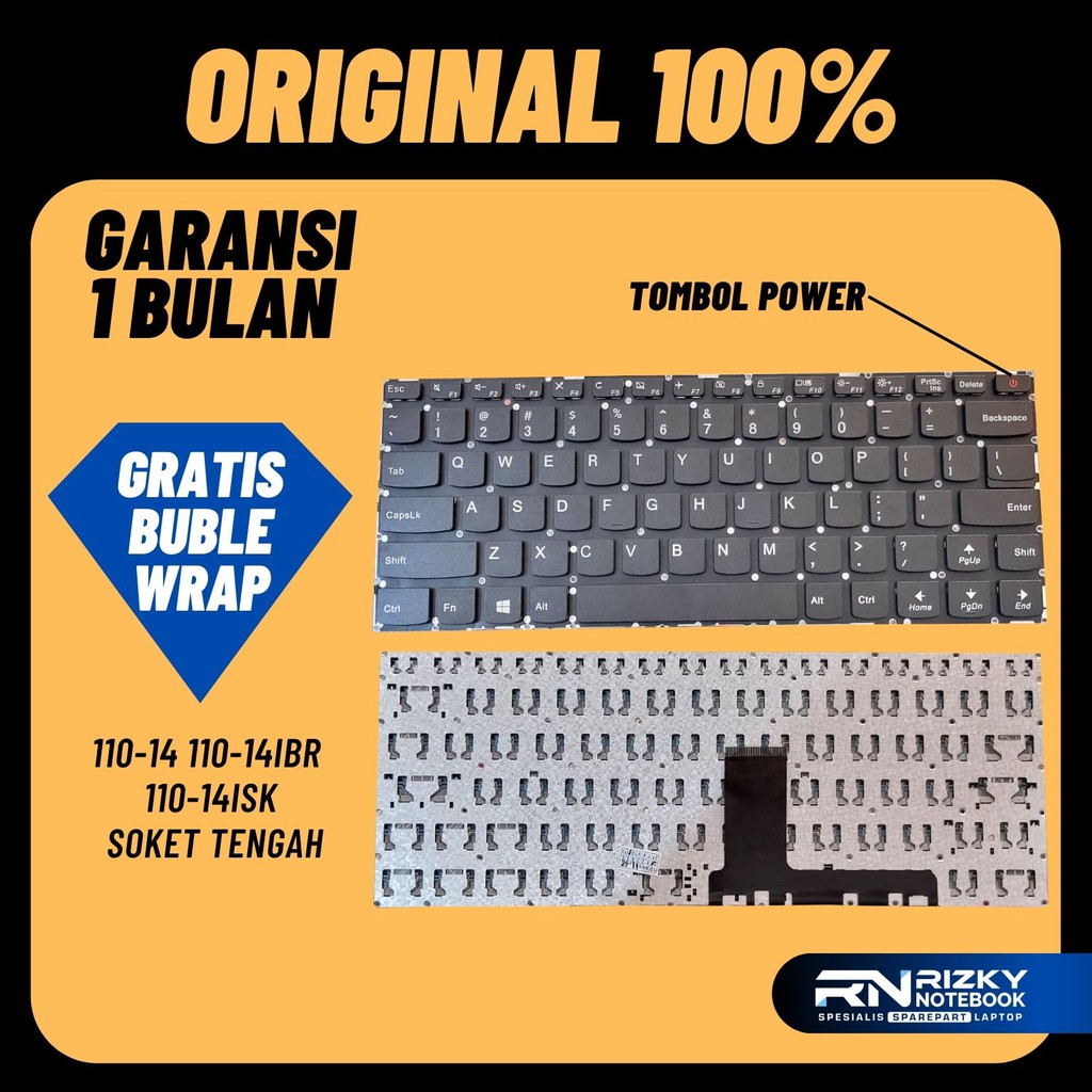 (Ori 100%)IdeaPad 110-14 110-14ibr 110-14isk soket tengah Keyboard Laptop Lenovo KEYBORD KEYPAD