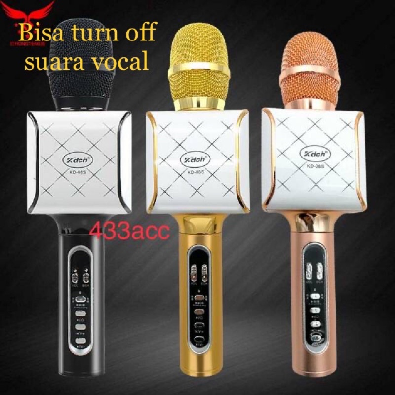 Mic Karaoke KD-08S / Microphone Bluetooth kdch 08s / Microphone portable bisa Turn off suara