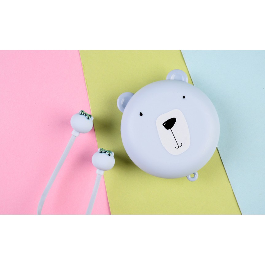 [E-156] Headset Earphone WAJAH BERUANG Lucu / Earphone + Wadah Earphone Motif Kartun WAJAH BERUANG