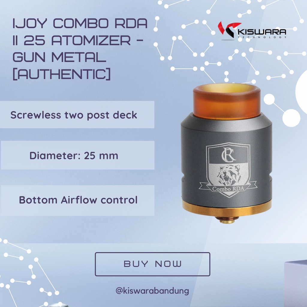 IJOY Combo RDA II 25 Atomizer - GUN METAL [Authentic] KiswaraBandung