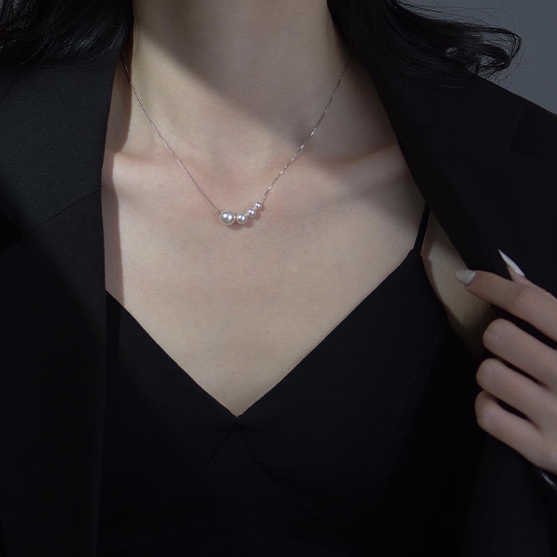 2022 Kalung Rantai Clavicle Simple Hias Mutiara Untuk Wanita