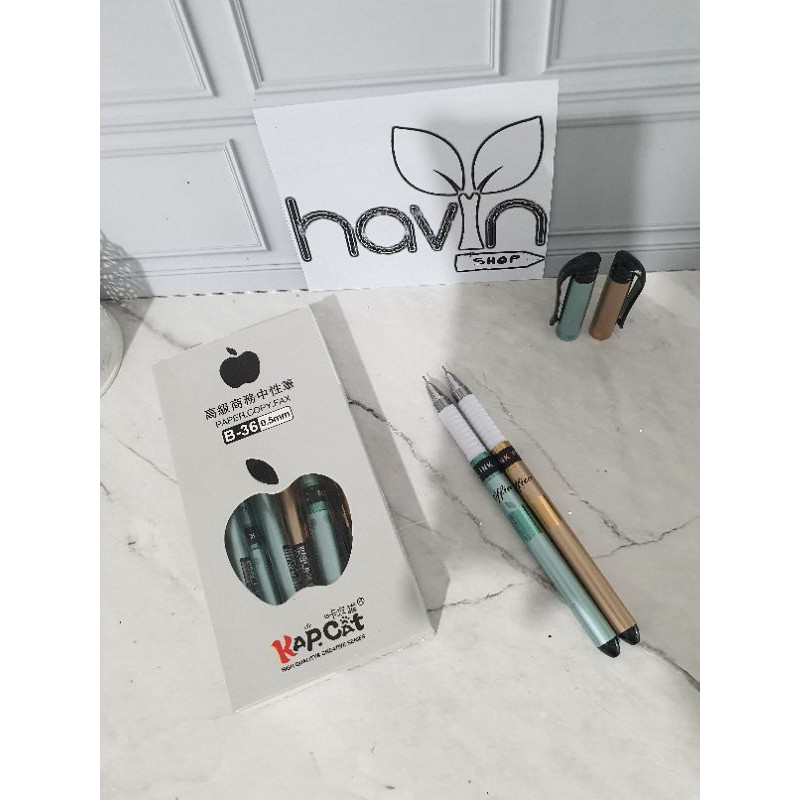 (12pc) Pen Gel Apel /Pen Ipen/Pen murah/pen gel murah/gel pen/bolpen/ballpoint apel-Apel METALIK (B36)