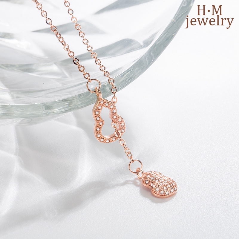 Kalung Rantai Sterling Silver 925 Dengan Liontin Labu Warna Rose Gold Untuk Wanita