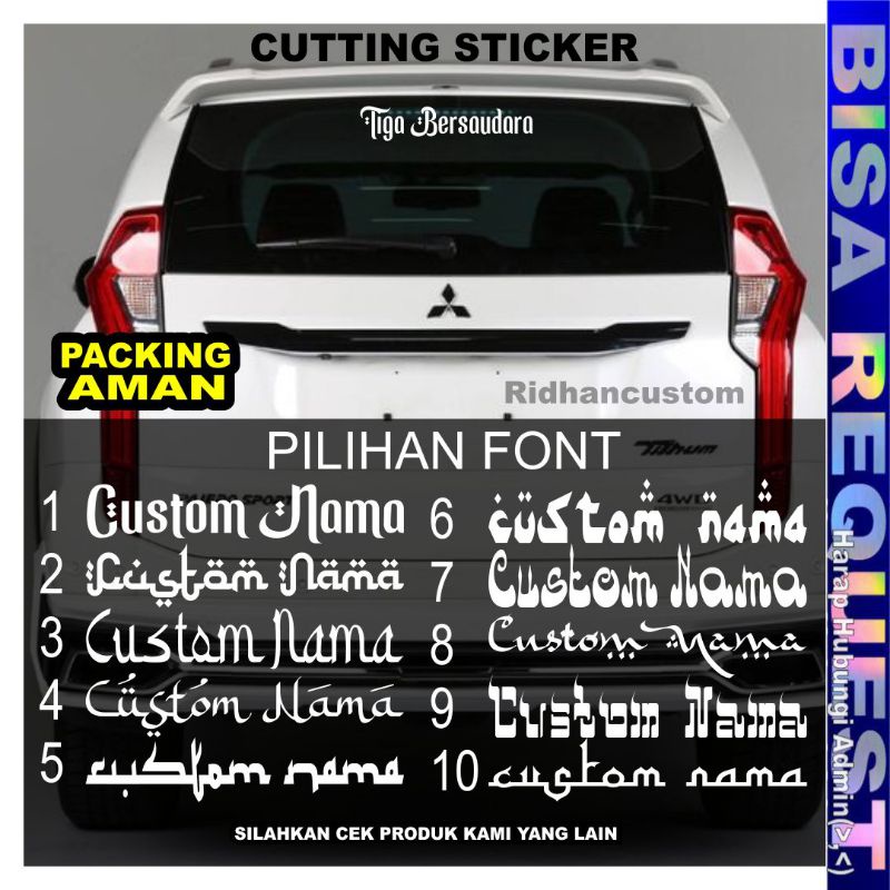 [FONT ARABIAN] CUTTING STICKER CUSTOM NAMA KACA MOBIL BELAKANG