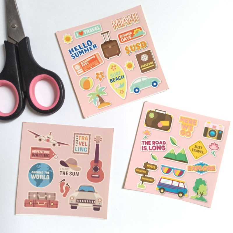 

Stiker lucu motif Travelling kiss cut untuk journal scrapbook atau tumblr