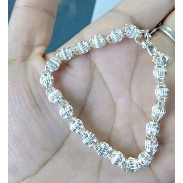 gelang  perak bambu guci