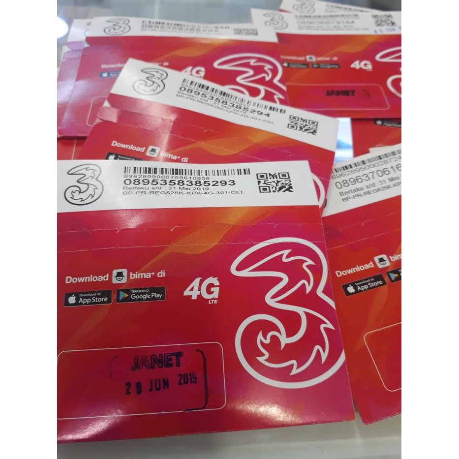 Terlaris Perdana Kartu 3 Tri 4G Segel