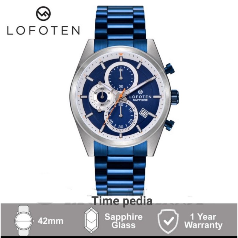Jam Tangan Pria Lofoten 6519 Original Chronograph Sapphire Stainless Anti Air