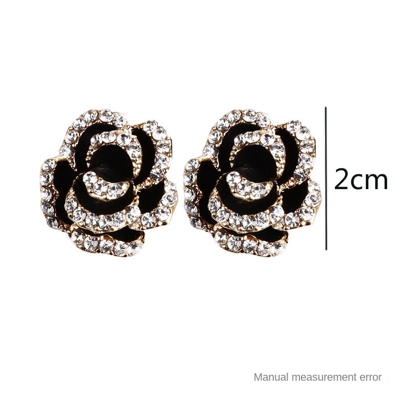 Anting Stud Jarum Perak 925 Bentuk Bunga Camellia Tiga Dimensi Gaya Retro Korea