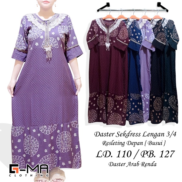 DASTER ARAB RENDA SEKDRESS | DASTER TANGAN 3/4 RESLETING DEPAN ( BUSUI )-3