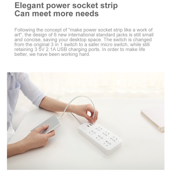 ORIGINAL Stop Kontak Xiaomi Mi Smart Power Strip 3Plug 2 USB A Port 1 USB C Port Terminal Colokan Listrik Xiaomi