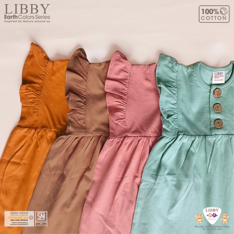 Terbaru NARA Dress Libby earth series Dress anak katun 6bulan - 14 tahun