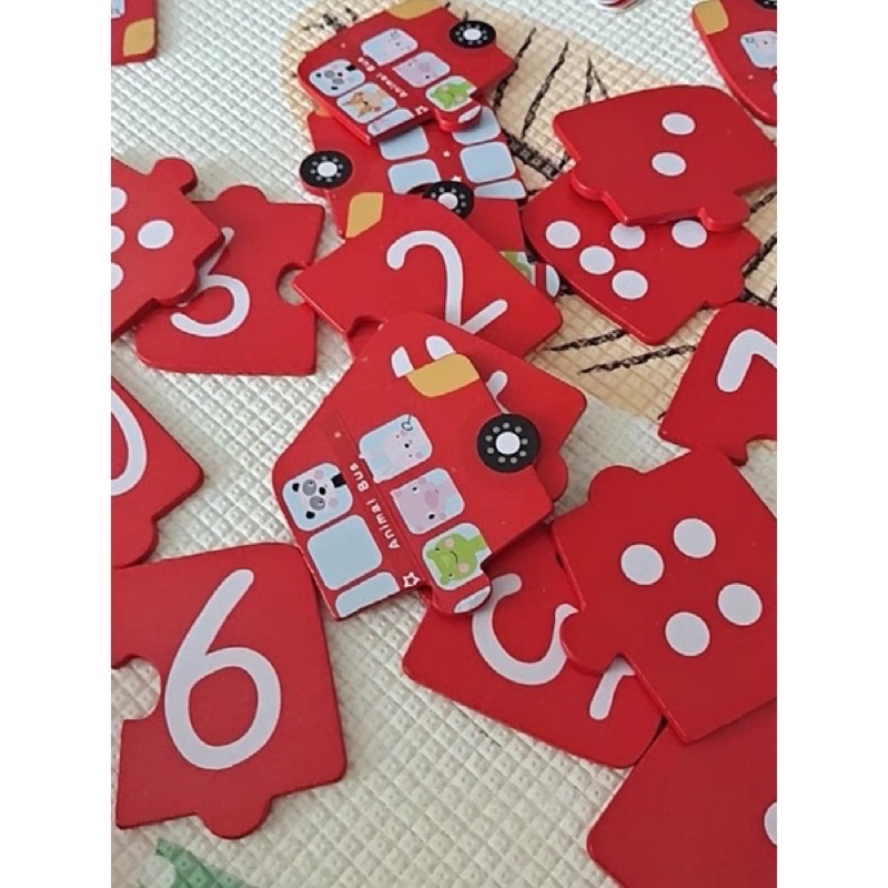 wooden learning counting bus shape mainan edukasi anak