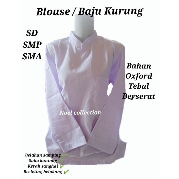 Blouse/Baju Muslim/Padang/Baju Kurung seragam sekolah SD SMP SMA Bahan Kain Oxford
