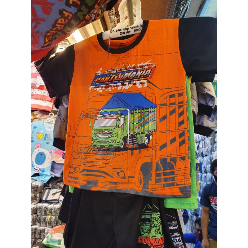 SETELAN KAOS TRUCK OLENG ANAK KIDS BAJU MOBIL DRIVER MANIA